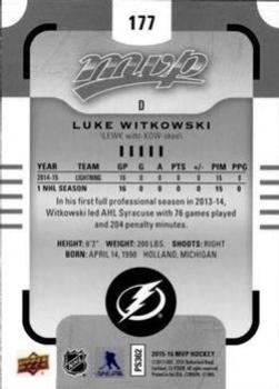 2015-16 Upper Deck MVP - Silver Script #177 Luke Witkowski Back