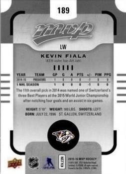 2015-16 Upper Deck MVP - Silver Script #189 Kevin Fiala Back