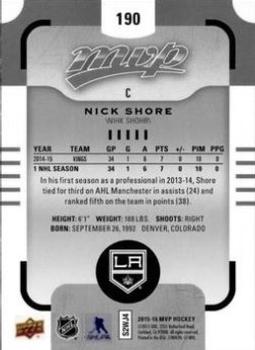 2015-16 Upper Deck MVP - Silver Script #190 Nick Shore Back