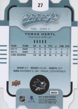 2015-16 Upper Deck MVP - Colours and Contours #27 Tomas Hertl Back
