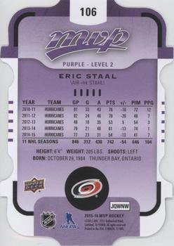 2015-16 Upper Deck MVP - Colours and Contours #106 Eric Staal Back