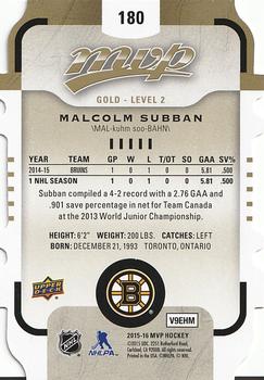 2015-16 Upper Deck MVP - Colours and Contours #180 Malcolm Subban Back