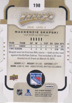 2015-16 Upper Deck MVP - Colours and Contours #198 Mackenzie Skapski Back
