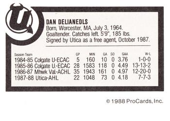 1988-89 ProCards Utica Devils (AHL) #NNO Dan Delianedis Back