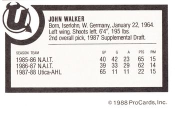 1988-89 ProCards Utica Devils (AHL) #NNO John Walker Back