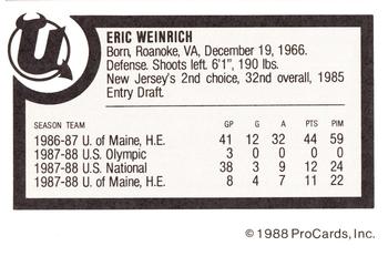 1988-89 ProCards Utica Devils (AHL) #NNO Eric Weinrich Back