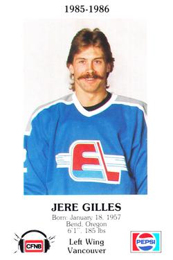 1985-86 Fredericton Express (AHL) Police #11 Jere Gillis Front