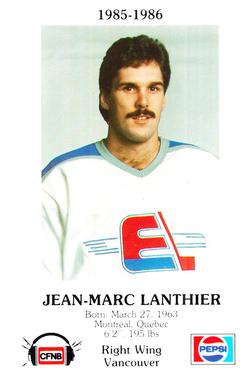 1985-86 Fredericton Express (AHL) Police #13 Jean-Marc Lanthier Front