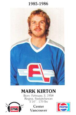 1985-86 Fredericton Express (AHL) Police #19 Mark Kirton Front
