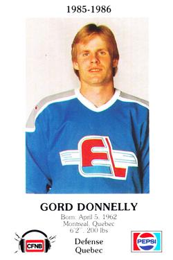 1985-86 Fredericton Express (AHL) Police #20 Gord Donnelly Front