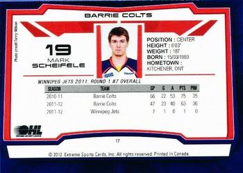 2012-13 Extreme Barrie Colts (OHL) #17 Mark Scheifele Back
