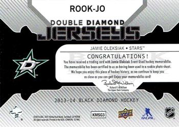 2013-14 Upper Deck Black Diamond - Double Diamond Jerseys #ROOK-JO Jamie Oleksiak Back