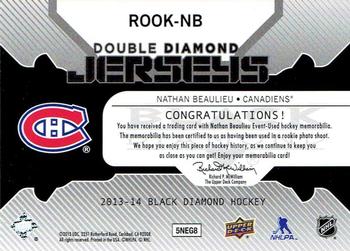 2013-14 Upper Deck Black Diamond - Double Diamond Jerseys #ROOK-NB Nathan Beaulieu Back