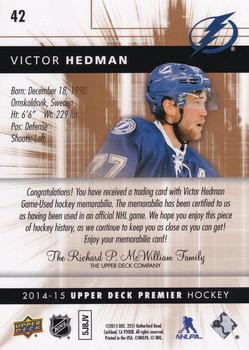 2014-15 Upper Deck Premier - Gold Spectrum #42 Victor Hedman Back