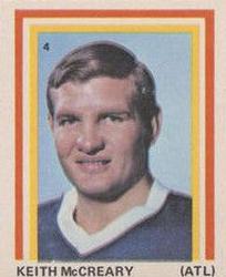 1972-73 Eddie Sargent NHL Players Stickers #4 Keith McCreary Front