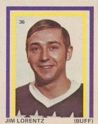 1972-73 Eddie Sargent NHL Players Stickers #36 Jim Lorentz Front