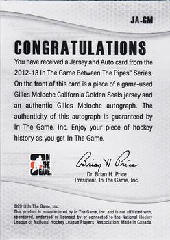 2012-13 In The Game Between The Pipes - Jersey & Auto #JA-GM Gilles Meloche Back
