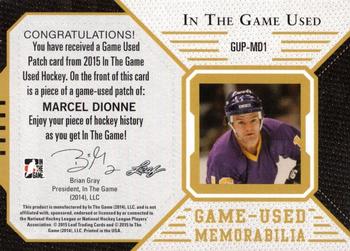 2015 Leaf In The Game Used - Game-Used Patches Silver Foil #GUP-MD1 Marcel Dionne Back