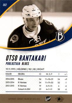 2015-16 Cardset Finland #002 Otso Rantakari Back