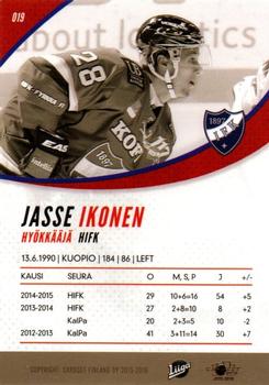 2015-16 Cardset Finland #019 Jasse Ikonen Back
