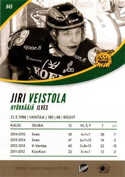 2015-16 Cardset Finland #045 Jiri Veistola Back