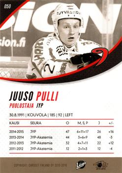 2015-16 Cardset Finland #050 Juuso Pulli Back