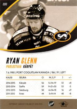 2015-16 Cardset Finland #090 Ryan Glenn Back