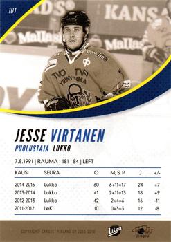 2015-16 Cardset Finland #101 Jesse Virtanen Back