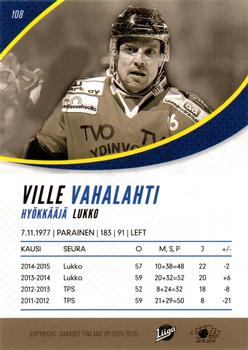 2015-16 Cardset Finland #108 Ville Vahalahti Back