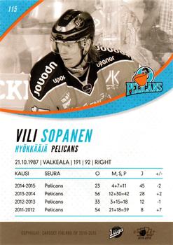 2015-16 Cardset Finland #115 Vili Sopanen Back
