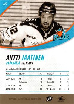 2015-16 Cardset Finland #120 Antti Jaatinen Back
