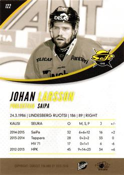 2015-16 Cardset Finland #122 Johan Larsson Back