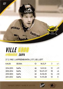 2015-16 Cardset Finland #127 Ville Koho Back