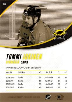 2015-16 Cardset Finland #131 Tommi Jokinen Back