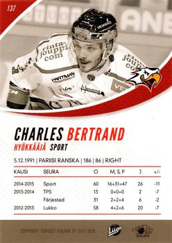 2015-16 Cardset Finland #137 Charles Bertrand Back