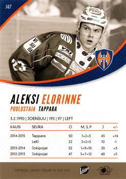 2015-16 Cardset Finland #147 Aleksi Elorinne Back