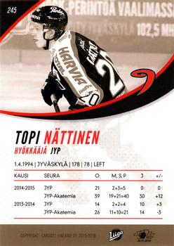 2015-16 Cardset Finland #245 Topi Nättinen Back