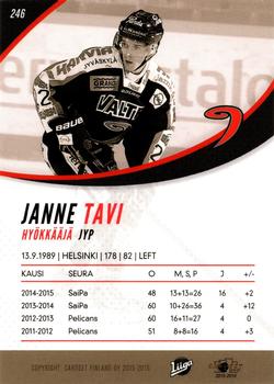 2015-16 Cardset Finland #246 Janne Tavi Back