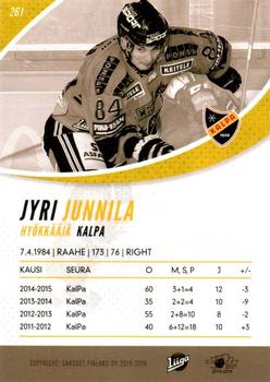 2015-16 Cardset Finland #261 Jyri Junnila Back