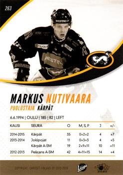 2015-16 Cardset Finland #263 Markus Nutivaara Back