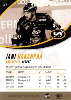 2015-16 Cardset Finland #264 Jani Hakanpää Back
