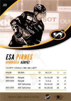 2015-16 Cardset Finland #268 Esa Pirnes Back