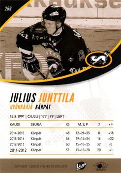 2015-16 Cardset Finland #269 Julius Junttila Back