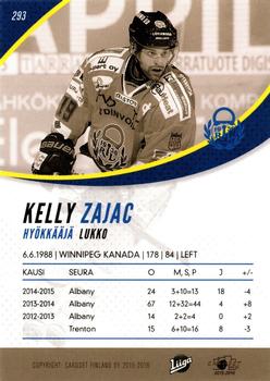 2015-16 Cardset Finland #293 Kelly Zajac Back