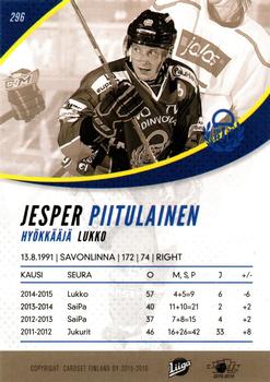 2015-16 Cardset Finland #296 Jesper Piitulainen Back