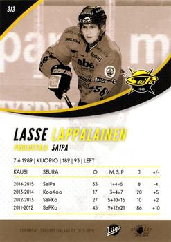 2015-16 Cardset Finland #313 Lasse Lappalainen Back