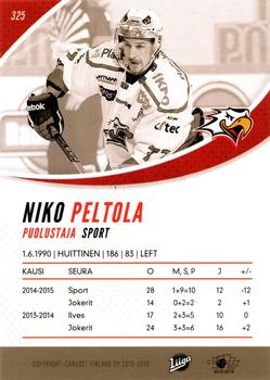 2015-16 Cardset Finland #325 Niko Peltola Back