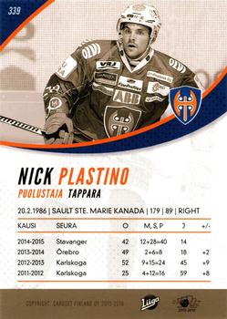 2015-16 Cardset Finland #339 Nick Plastino Back