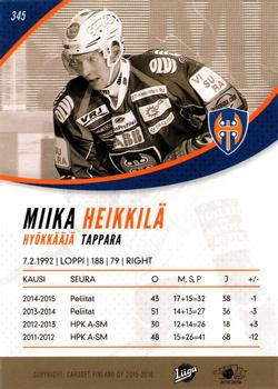 2015-16 Cardset Finland #345 Miika Heikkilä Back