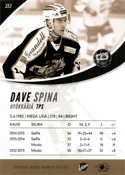2015-16 Cardset Finland #353 Dave Spina Back